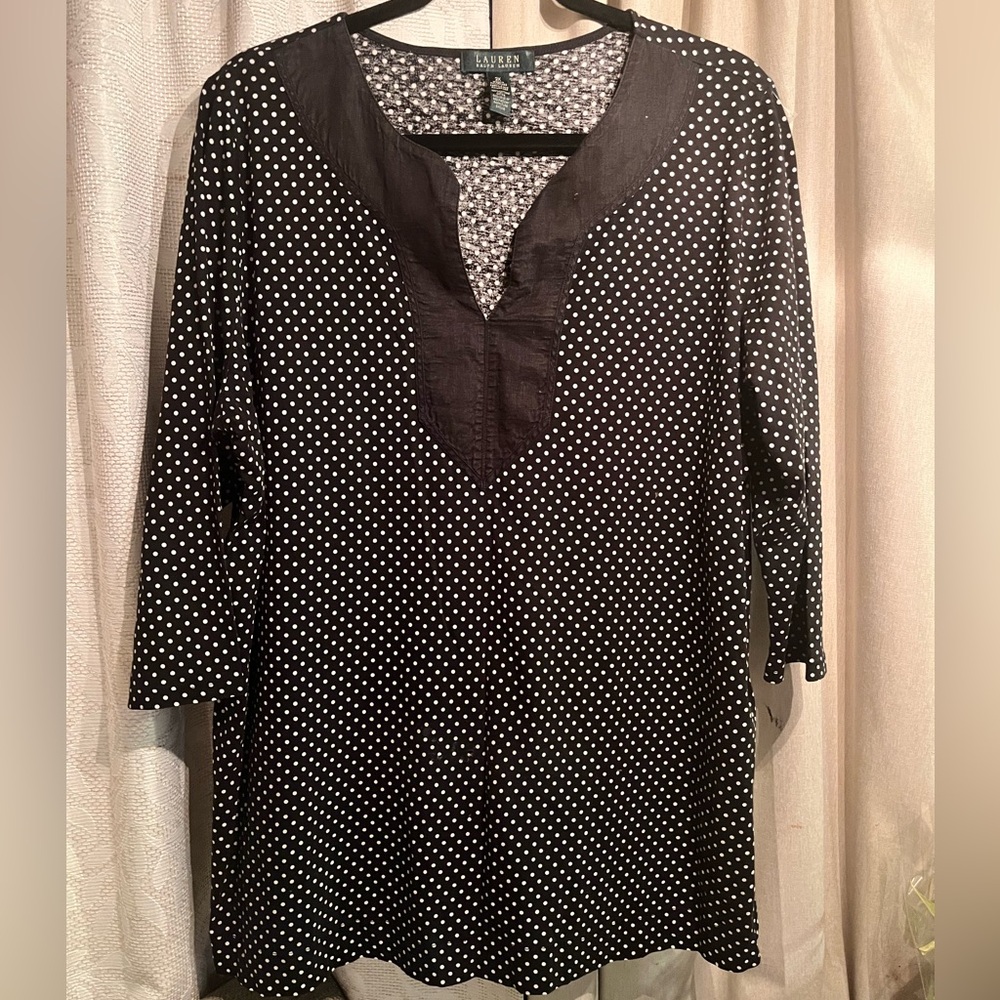 Lauren Ralph Lauren Polka Dot Tunic Top- Size 2X